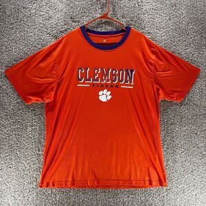 Clemon Tigers Shirt Mens 2XL XXL Orange Striped Athletic Colosseum NCAA Football